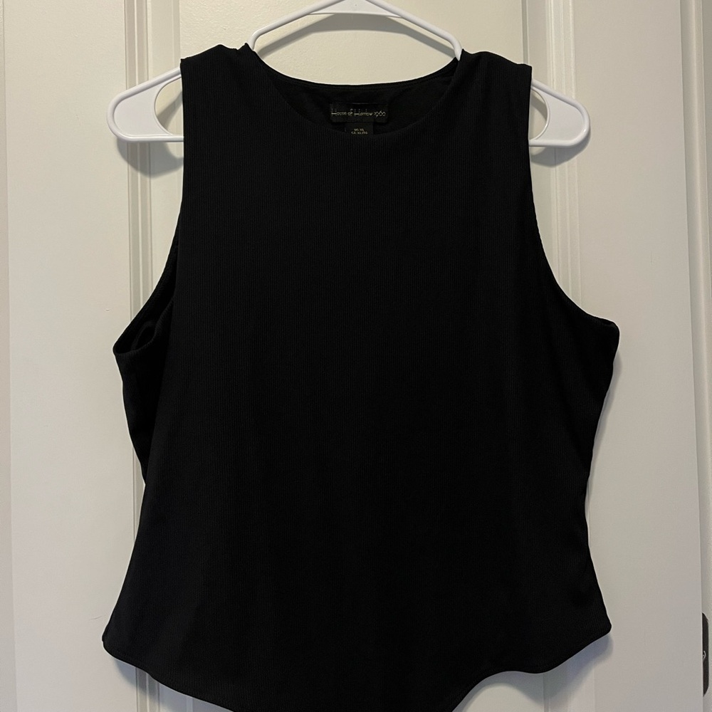 House of Harlow Black Ribbed Bodysuit